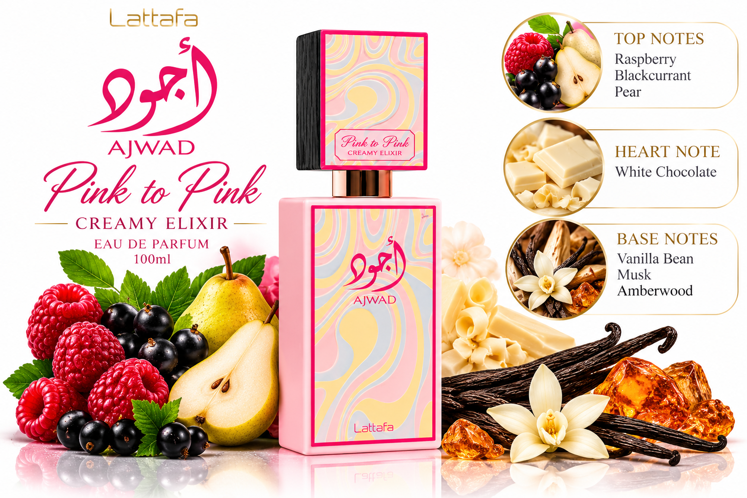 Ajwad Pink to Pink Creamy Elixir Eau de Parfum 100ml by Lattafa